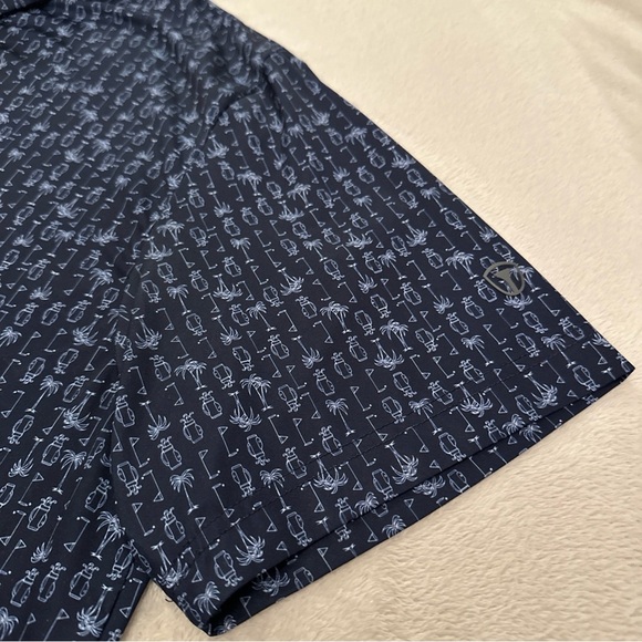 ProTour Athletic Fit Mens XL Full Print Short Sleeve Polo Golf Shirt Dark Blue - Picture 3 of 9
